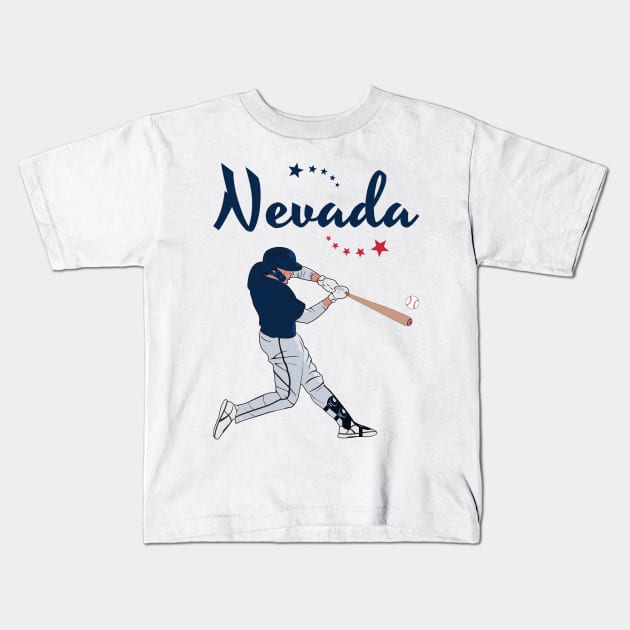 Nevada USA Baseball Kids T-Shirt by VISUALUV